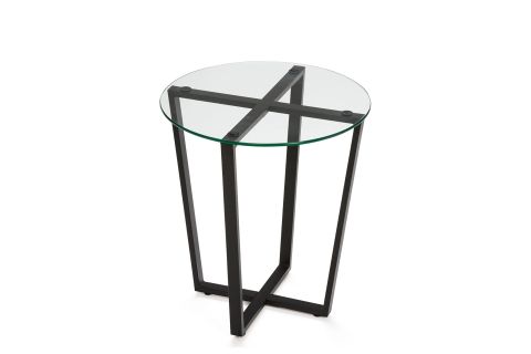 LENNY YAN SEHPA SİYAH METAL AYAK ŞEFFAF CAM TABLA