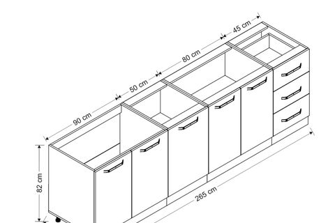 MİNAR 265 CM MUTFAK DOLABI BEYAZ DORE 265-D1-ALT MODÜL