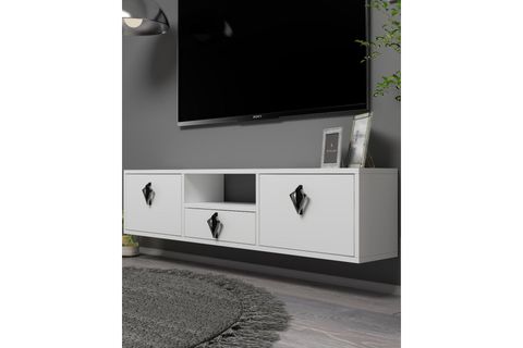 DROPDD TV SEHPASI, BEYAZ SİYAH GÜMÜŞ DUVARA MONTAJ, 1315DROPDD 32