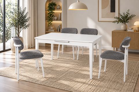 PARİS MASA UMAY SANDALYE, BEYAZ, BEYAZ, 130X80