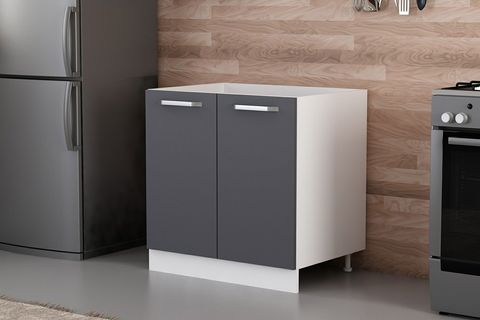 MİNAR MUTFAK DOLABI ALT MODÜL, BEYAZ ANTRASİT, 80X82