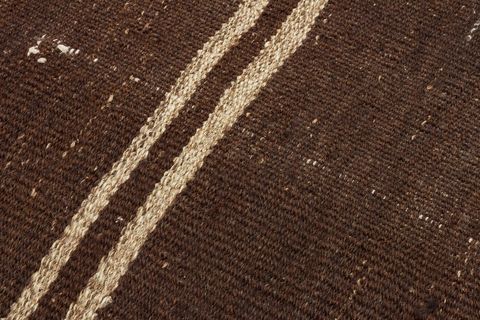 GERÇEK EL DOKUMA KAHVE İÇİNDE BEJ ÇİZGİLI VINTAGE KİLİM 80X150 CM