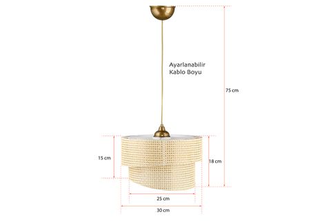 EVLİGHT STARE HAZERAN RATTAN İKİLİ SARKIT AVİZE SETİ, KREM