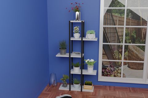 RUE 5 RAFLI ÇİÇEKLİK METAL SAKSI STANDI SAKSILIK, BEYAZ