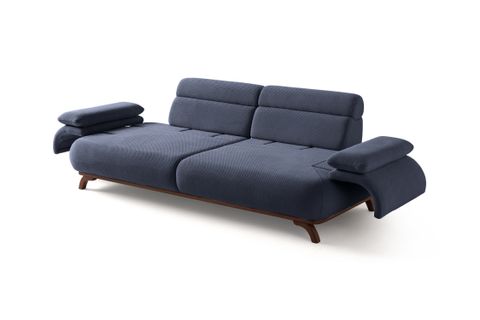 ALASKA SIRT MEKANIZMALI CEVIZ KASALI ÜÇLÜ KOLTUK, MAVİ