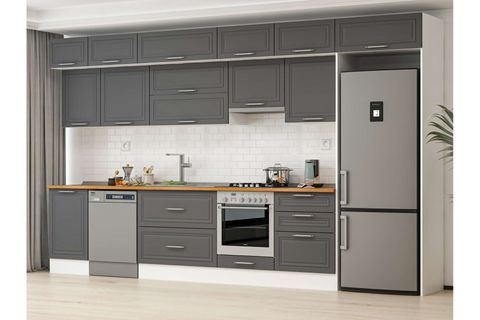 ALVİNKA 400X240 CM KLASİK MEBRAN MUTFAK DOLABI, MB E90S50S60 1 MEBRAN ANTRASİT SUNTALAM