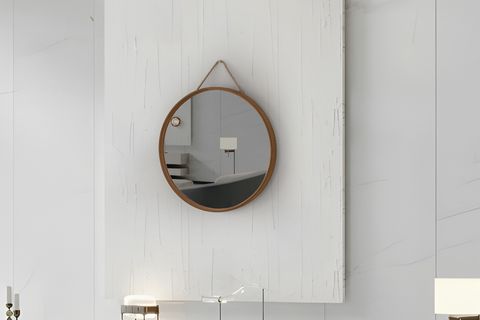 MİRORA İKİLİ YUVARLAK DEKORATİF DUVAR AYNASI, MEŞE, 60-48 CM