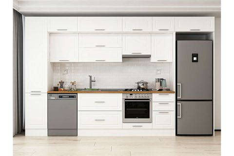 ALVİNKA 380X240 CM KLASİK MEBRAN MUTFAK DOLABI, MBB E90B45S45 1 MEBRAN BEYAZ SUNTALAM