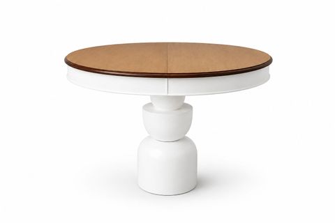 BOĞUM AYAKLI YUVARLAK AÇILIR MASA, NATUREL BEYAZ, 90 CM