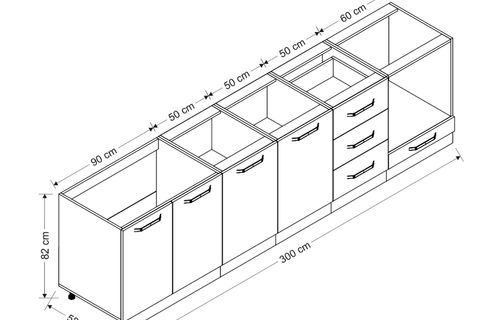 MİNAR 300 CM MUTFAK DOLABI BEYAZ DORE 300-D4-ALT MODÜL