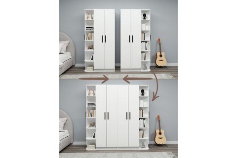 LİNDA LUSES GARDIROP, BEYAZ, 6 KAPAKLI