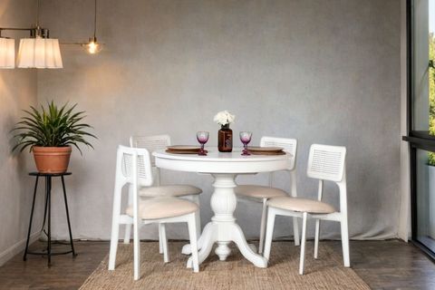 ROMA BEYAZ AHŞAP AÇILIR MASA, TAKIMI 100X100
