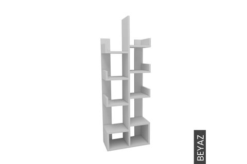 PAMFİLYA KİTAPLIK, MAT BEYAZ, 10 BÖLMELİ