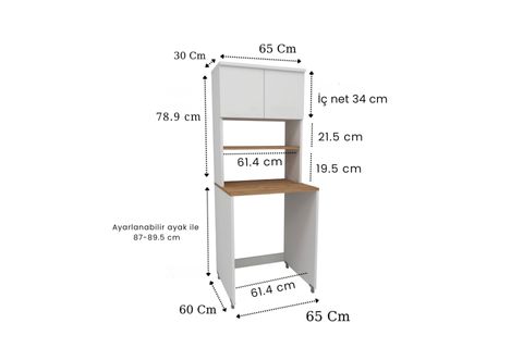 ARİN ÇAMAŞIR MAKİNESİ DOLABI, ATLANTİK ÇAM BEYAZ, 3 RAFLI