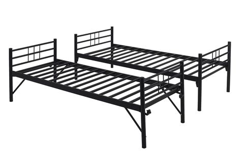 YAVRULU İKİZ METAL KARYOLA, SİYAH, 90X200