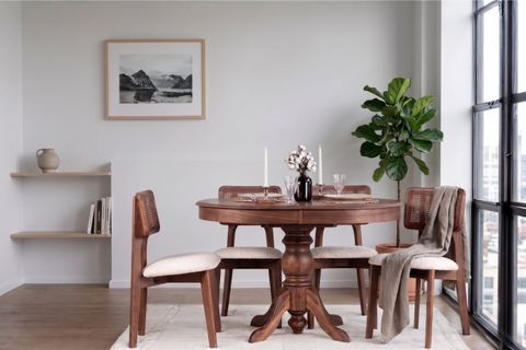LOFT OVAL AÇILIR MASA TAKIMI, CEVİZ RENGİ, 80X120