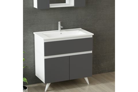 NİKA BANYO DOLABI 85CM AY2K1Ç 2K1A ETJ BEYAZ ANTRASİT