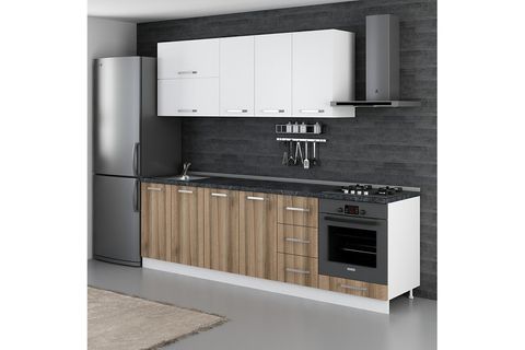 MİNAR DEFNE 260 CM MUTFAK DOLABI BEYAZ DORE 260-D3