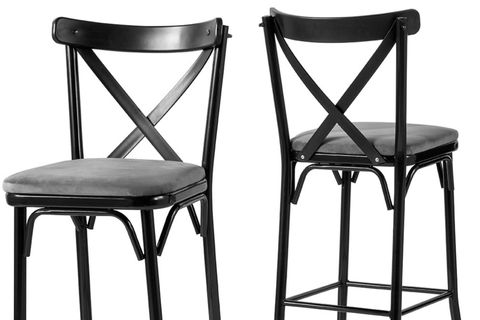 EYLÜL METAL İKİLİ BAR SANDALYESİ, SİYAH GRİ