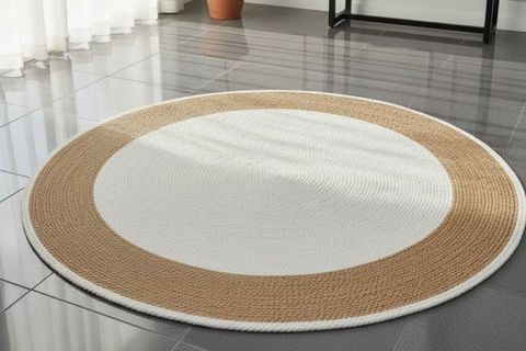 LUNA YUVARLAK HALI, BEYAZ NATURAL, 120 CM