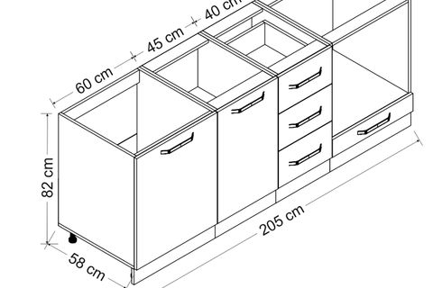 MİNAR 205 CM MUTFAK DOLABI BEYAZ DORE 205-D3-ALT MODÜL