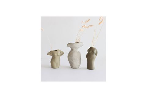 RENKLİ ÜÇLÜ SET TERRACOTTA GÖVDE ŞEKİLLİ VAZOLAR BOHEM