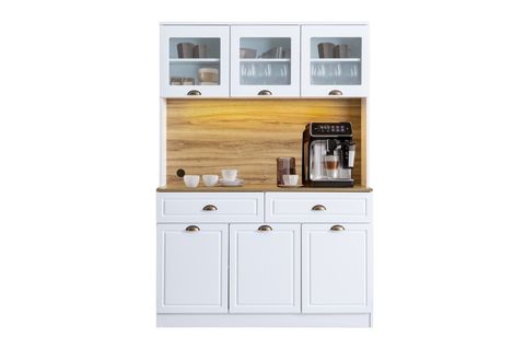 BLESK İNCE KUM AYDINLATMALI KAHVE KÖŞESİ DOLABI RAFLI