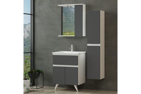 NİKA BANYO DOLABI AY2K1Ç123, BEYAZ ANTRASİT, 65 CM