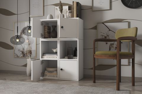 LEKSA KAPAKLI RAFLI KİTAPLIK 65 CM BEYAZ KTP-1026-Ç