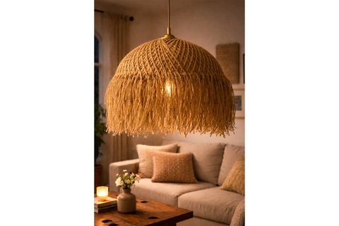 BOHEM HANDMADE TEKLİ SARKIT AVİZE, JÜT NATİVA