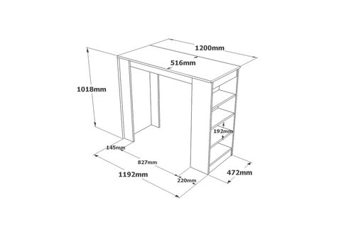 ROBİN HOME THALES BAR MASASI, SİYAH ATLANTİK ÇAM, 120X51