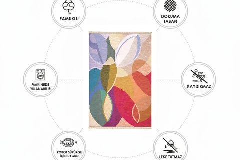 RENKLİ SANAT DOKUMA TABAN HALI, 395 YNG, 80X200 CM