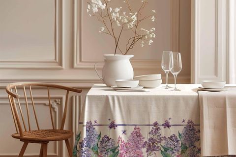 FLORA LİLA PAMUK MASA ÖRTÜSÜ, 150X200 CM