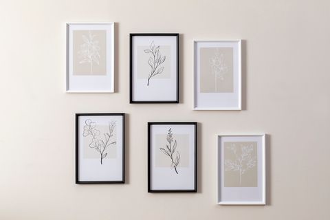 FLORAL Lİ POSTER ÜÇLÜ TABLO SETİ, BEYAZ ÇERÇEVE, 33X48