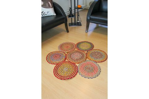 AADAN RENKLİ RUSTİK TASARIM JÜT HALI, YUVARLAK 200X200