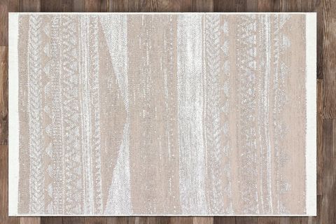 ELSE GRİ KAHVE GEOMETRİK ETNİK PAMUK ÇİFT TARAFLİ YIKANABİLİR KİLİM YOLLUK HALI 80X150