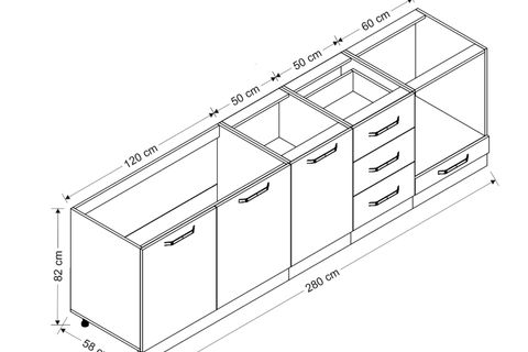 MİNAR 280 CM MUTFAK DOLABI BEYAZ 280-B3-ALT MODÜL