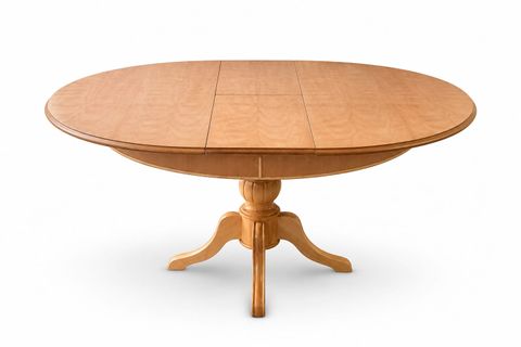 BABA AYAKLI YUVARLAK AÇILIR MASA, NATUREL, 120 CM
