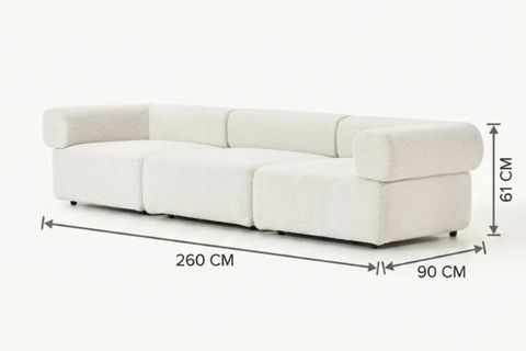 ALBA KETEN MODÜLER ÜÇLÜ KOLTUK, KIRIKBEYAZ