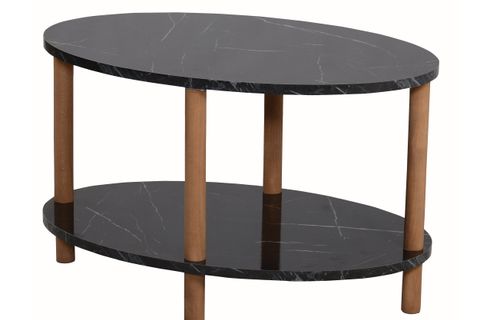 MİYU OVAL ORTA SEHPA, SİYAH MERMER