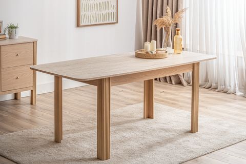 HAVEN AÇILIR YEMEK MASASI, MEŞE TRAVERTEN, 86X190