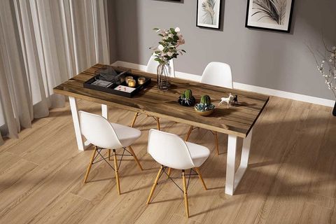 WOODESK HAYAL MASİF CEVİZ RENK 200X70 SANDALYELİ MASA TAKIMI CPT7333-200