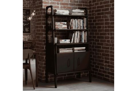 WOODESK ALBA AHŞAP KİTAPLIK VE RAF ÜNİTESİ, SİYAH RENK