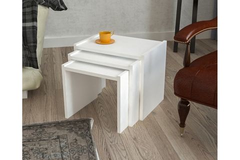 DEKORSTİLİM ZİGON SEHPA TAKIMI, BEYAZ