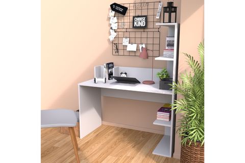 BİMOSSA BARLAS KİTAPLIKLI ÇALIŞMA MASASI, BEYAZ, T9040