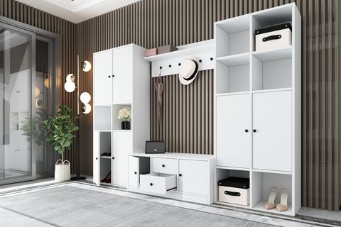 LEONARDO PORTMANTO VESTİYER 266, DOLAPLI, BEYAZ, 230 CM VST1007