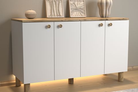 NORA BOHEM LEDLİ KAHVE KÖŞESİ DOLABI KONSOL, 4 KAPAKLI, 120 CM