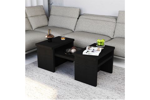 STONE DEKORATİF ORTA SEHPA, WOOD SİYAH