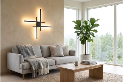 AXİS GEOMETRİK ENDİREKT LED APLİK, SİYAH, 70X70 CM