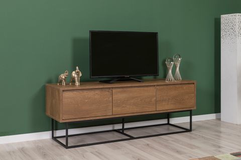 NEW LAXUS 3 ÇEKMECELİ KONSOL SEHPA TAKIMI, CEVİZ, 140CM